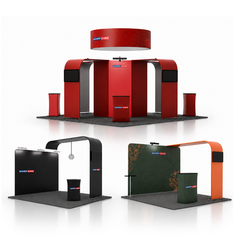 EXPOSITORES MODULARES para stands de feria de 10 pies de ancho
