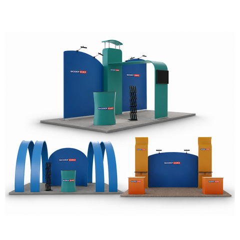 Exhibidores modulares para stands de 20 x 10