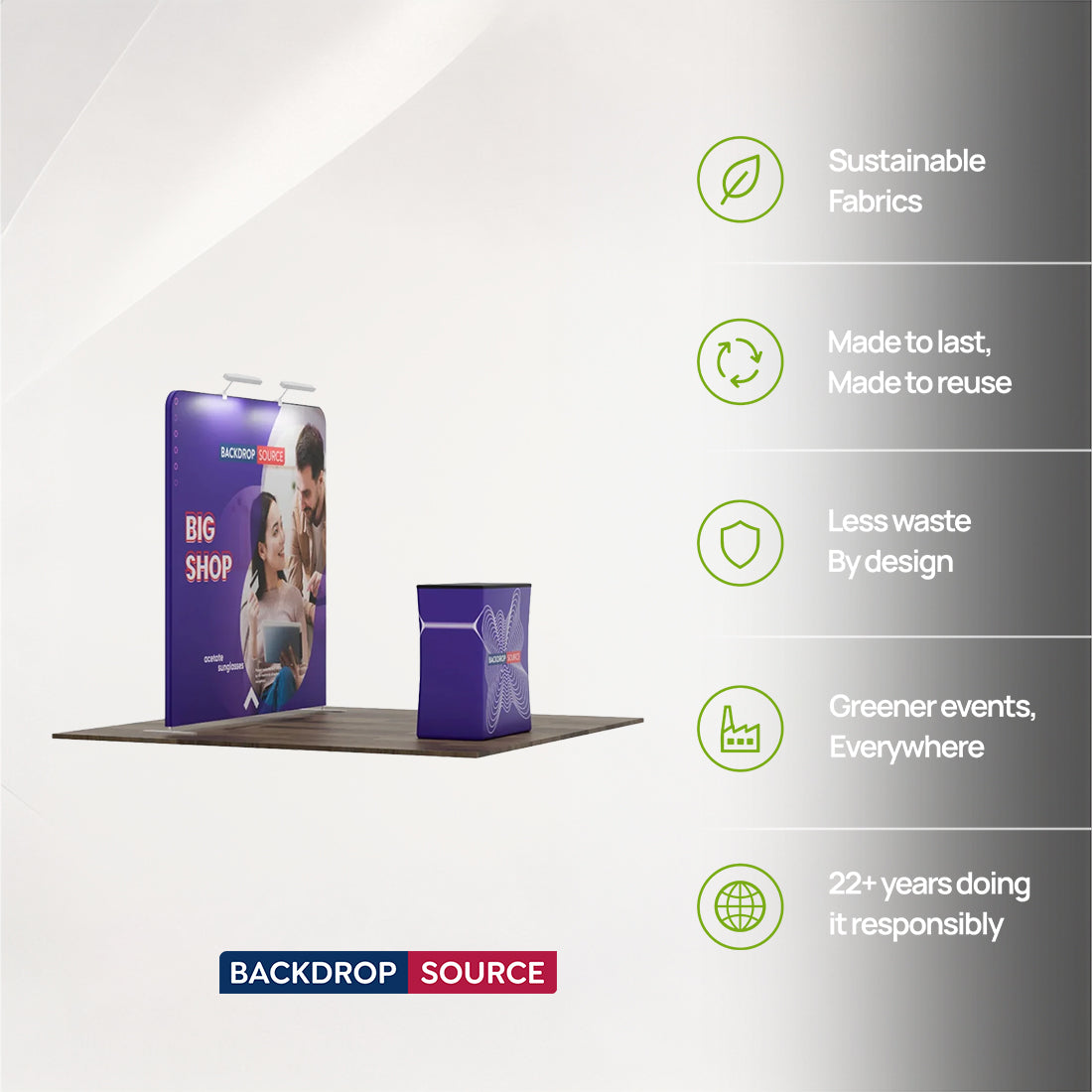 Kit espositivo 3 in 1 Exhibit Pro dritto 3m x 3m con custodia rigida per podio