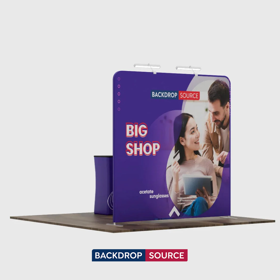 Kit espositivo 3 in 1 Exhibit Pro dritto 3m x 3m con custodia rigida per podio