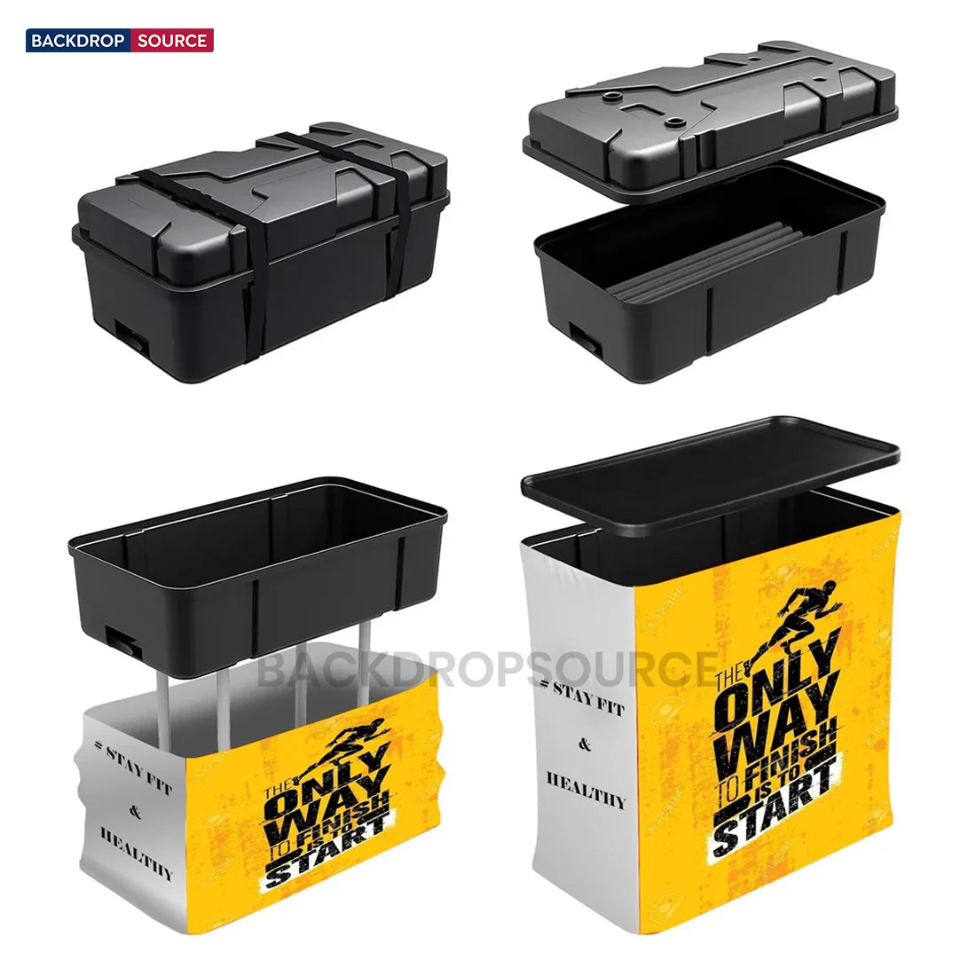 Kit espositivo 3 in 1 Exhibit Pro dritto 3m x 3m con custodia rigida per podio