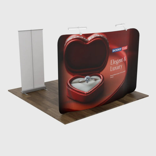 Kit de stand de 10 x 10 con pared posterior y soporte para pancarta enrollable