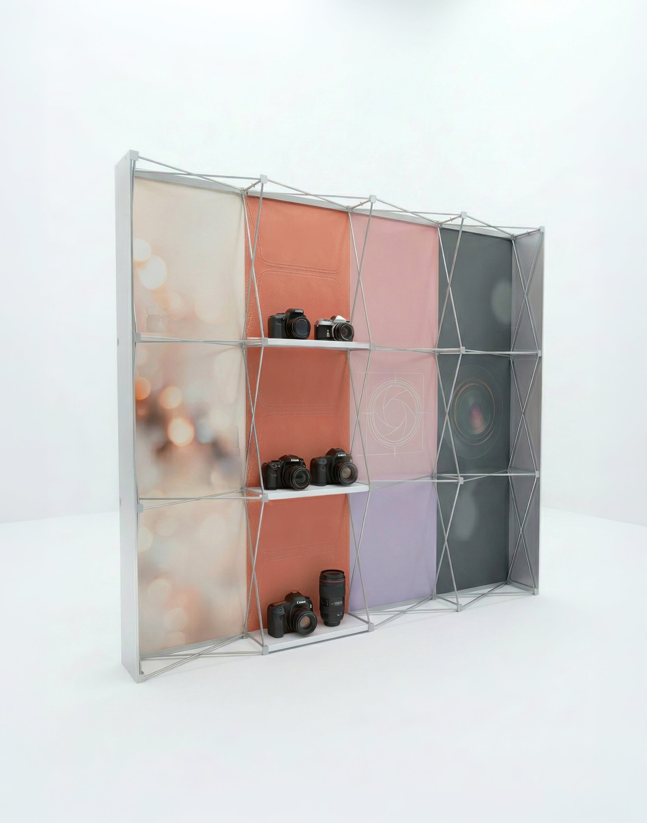 Portable Straight Pop-Up Wall with Shelves