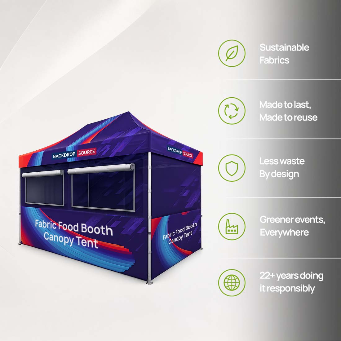 Tendone per stand alimentare in tessuto 4,5 m x 3 m