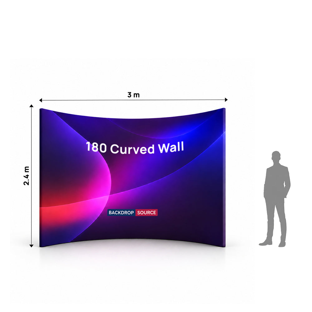 Parete per stand fieristico curva in tessuto a 180°