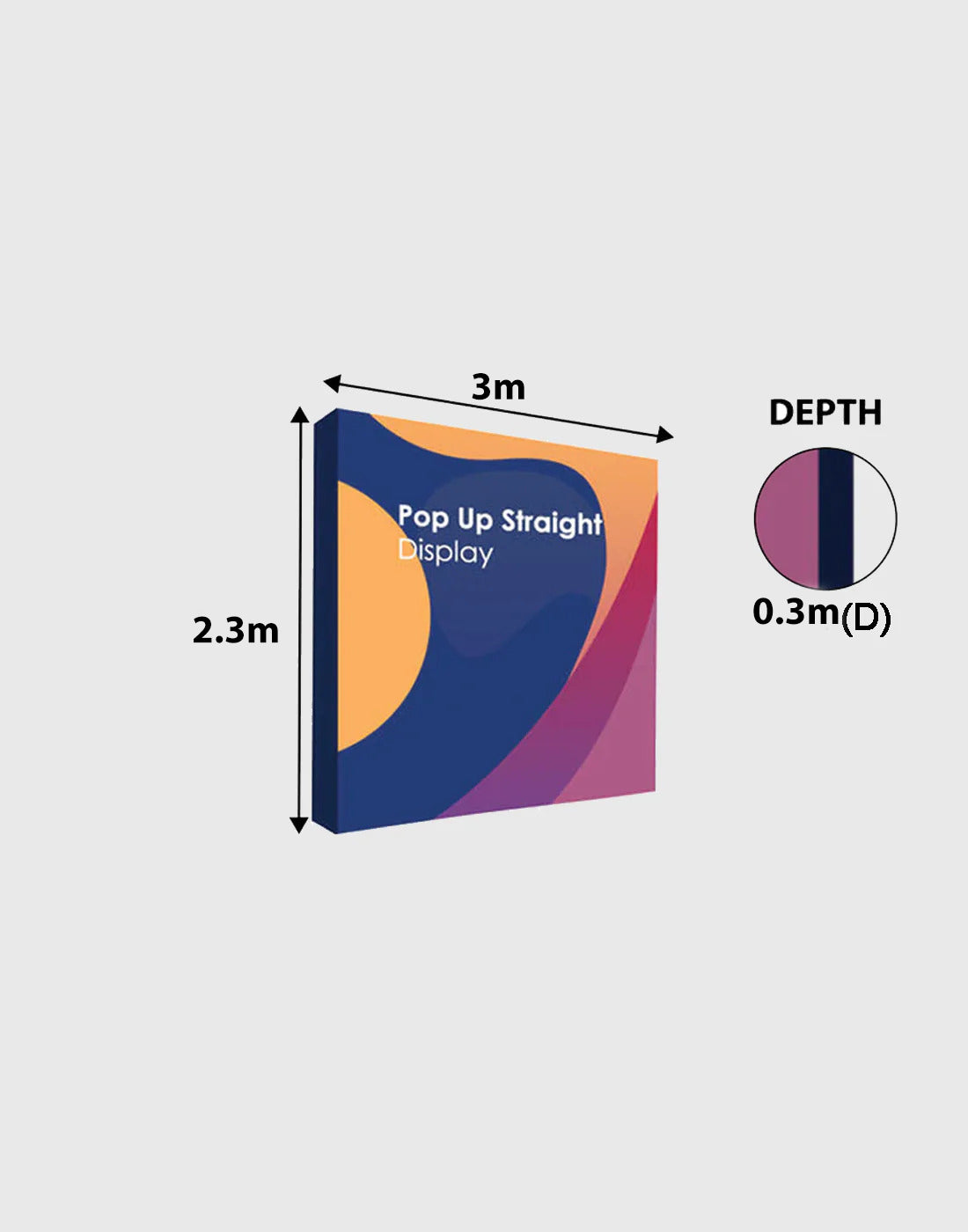 Kit espositivo 3 in 1 Popup Exhibit Pro dritto da 3 m x 3 m con luci Illume