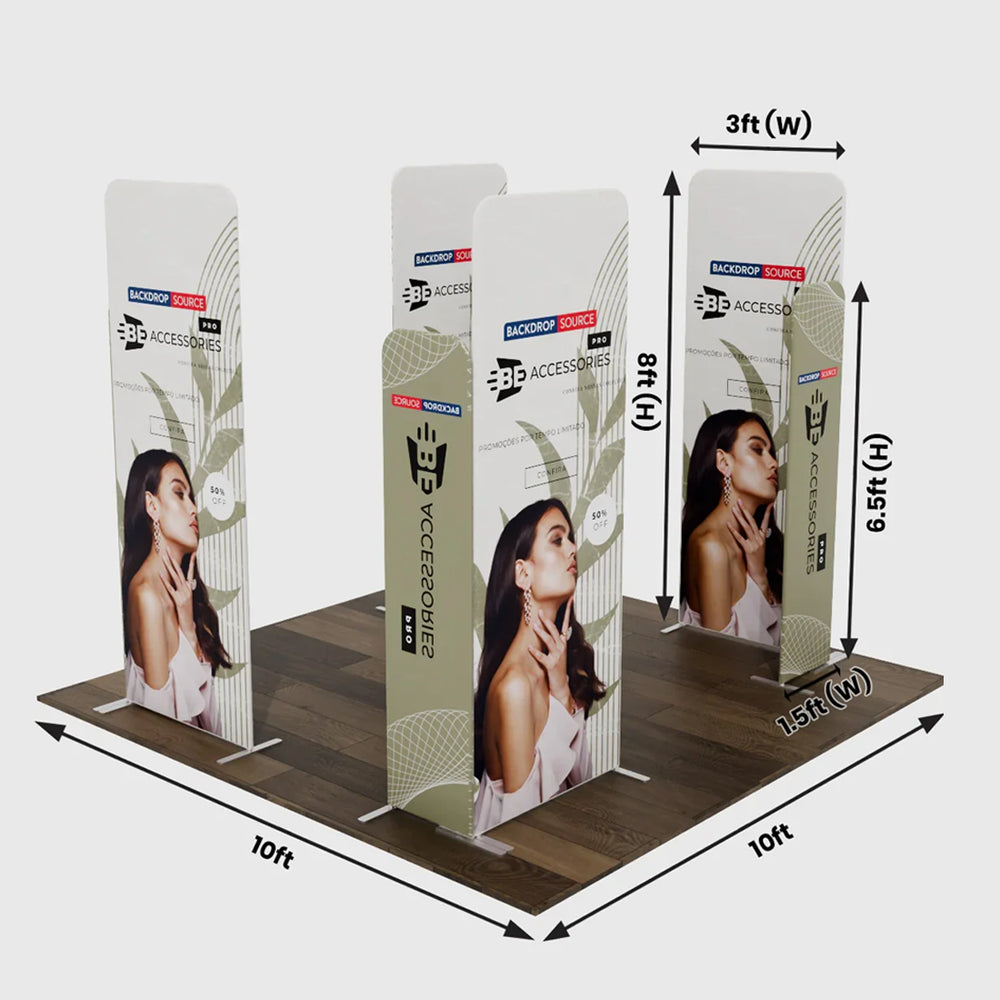 Stand de exhibición de tela magnética - Modelo 4 (10 x 10 pies)