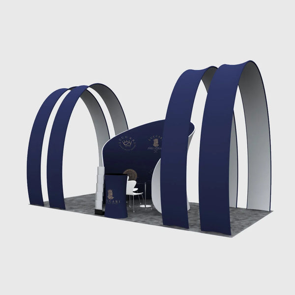 Kit de exhibición con arco de medio punto y cabina de reuniones de 20 x 10 pulgadas
