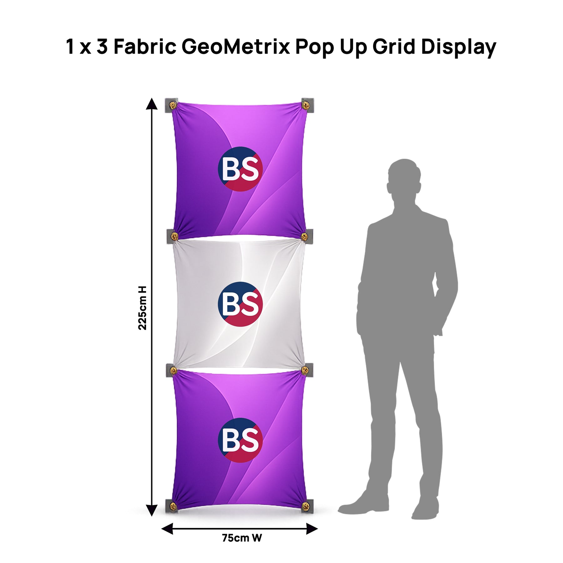 Display Pop-up Geometrix in tessuto 1x3