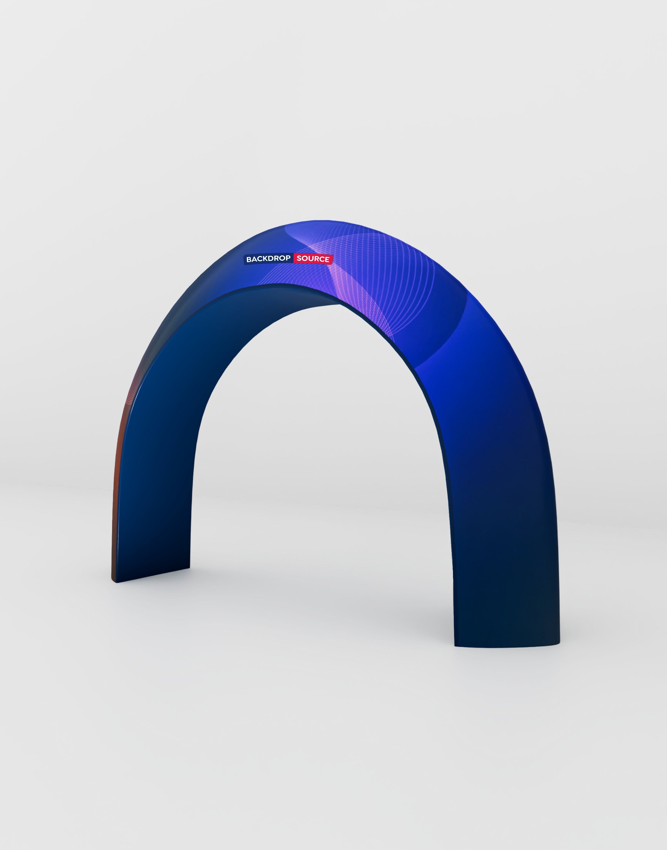 Arco espositivo in tessuto teso di forma quadrata