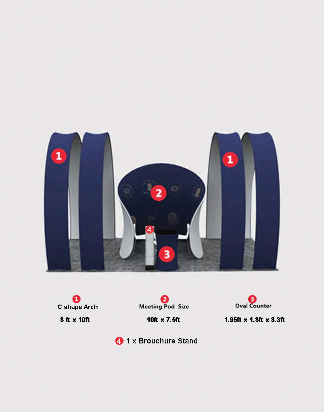 20x10 Meeting Pod with Round Arch Exhibition Kit - Backdropsource