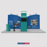Kit espositivo con fondale dritto inclinato da 6 m con parete 3D e arco