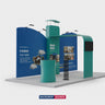 Kit espositivo con fondale dritto inclinato da 6 m con parete 3D e arco