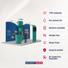 Kit espositivo con fondale dritto inclinato da 6 m con parete 3D e arco