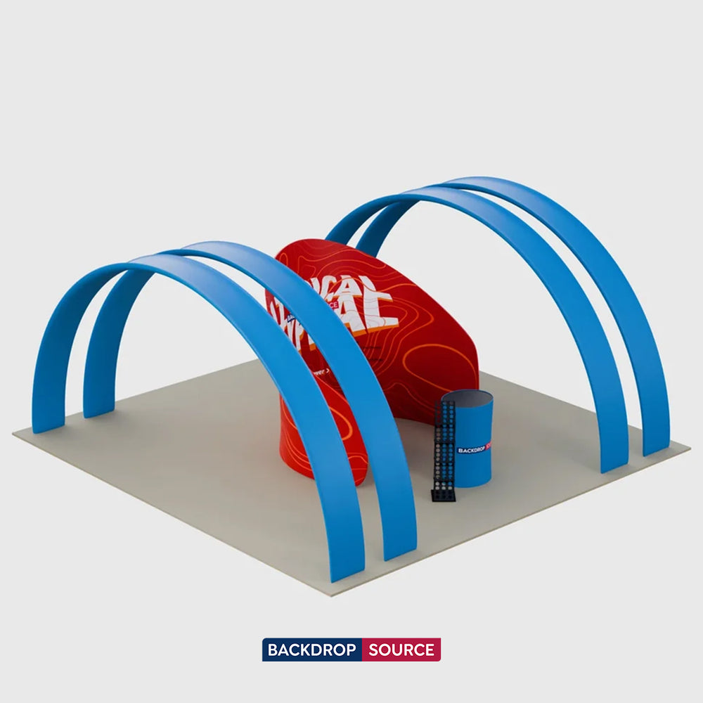 Kit espositivo per meeting con pod da 6 m con arco a tutto sesto