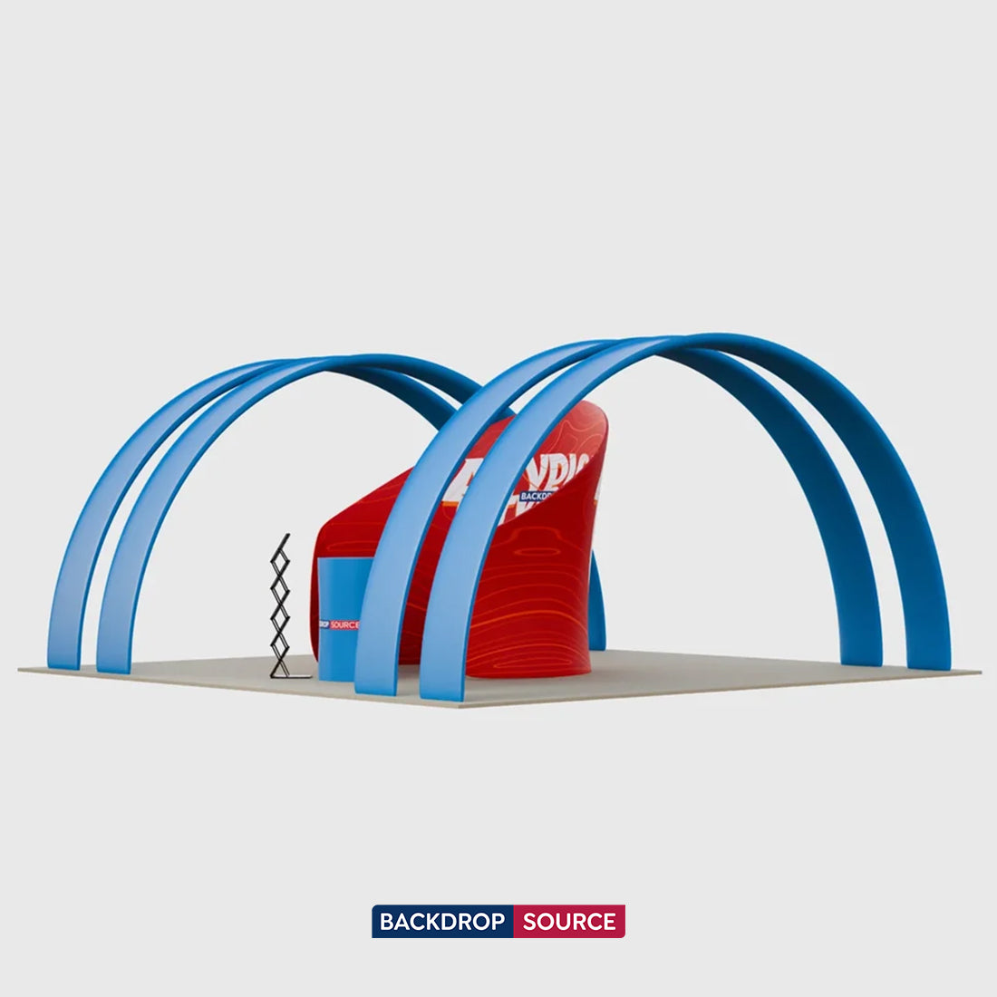 Kit espositivo per meeting con pod da 6 m con arco a tutto sesto