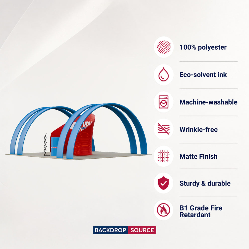 Kit espositivo per meeting con pod da 6 m con arco a tutto sesto