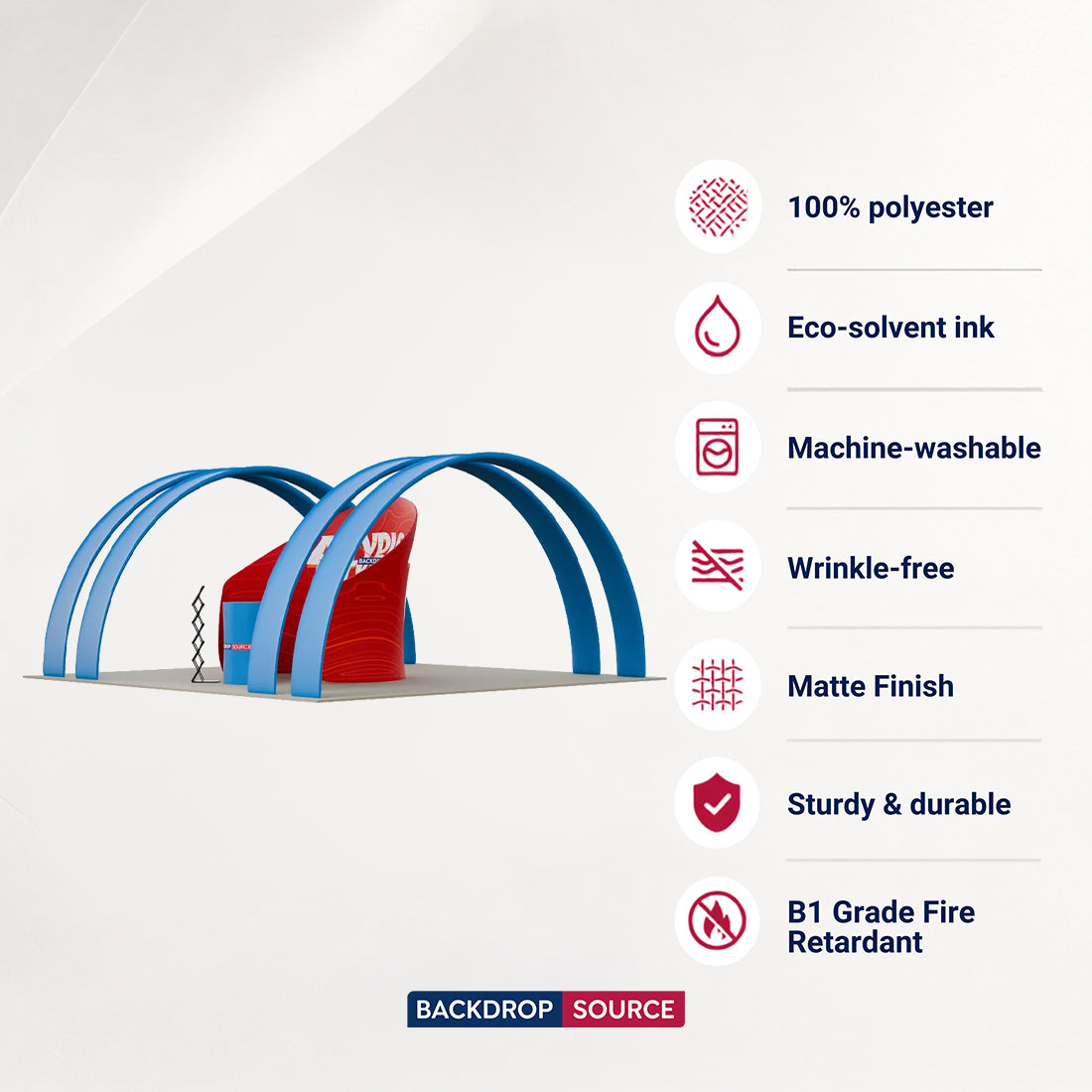 Kit espositivo per meeting con pod da 6 m con arco a tutto sesto
