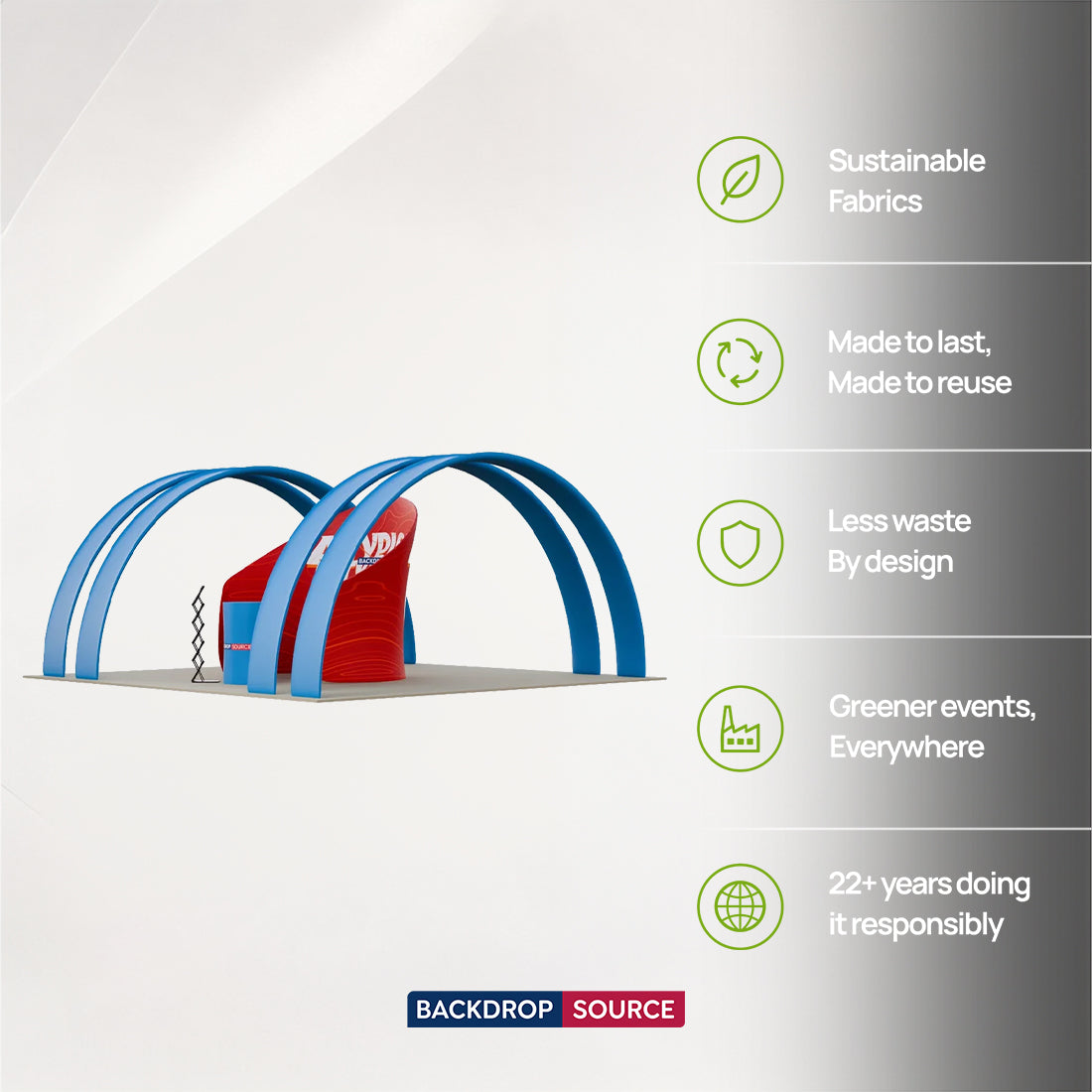 Kit espositivo per meeting con pod da 6 m con arco a tutto sesto