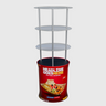 Oval Fabric Display Counter with Acrylic Triple Shelves