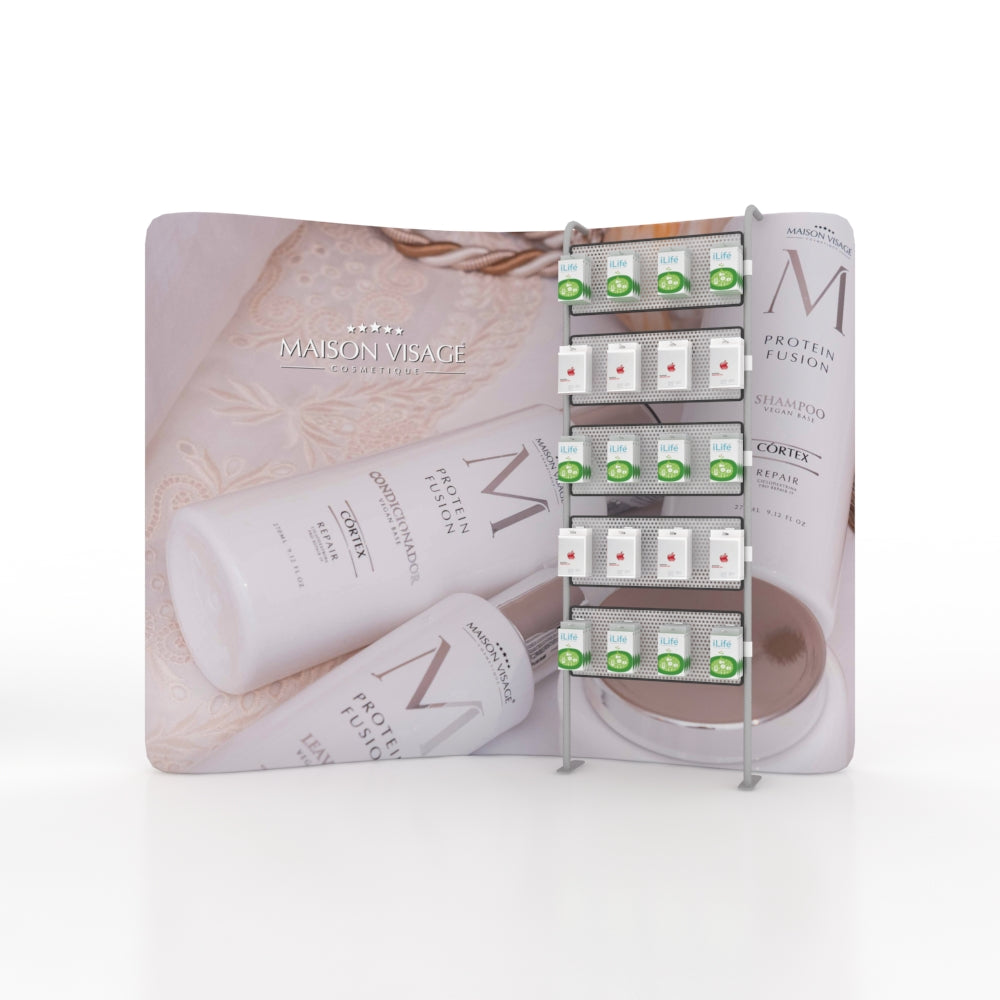 Parete multimediale con fondale in tessuto teso dritto