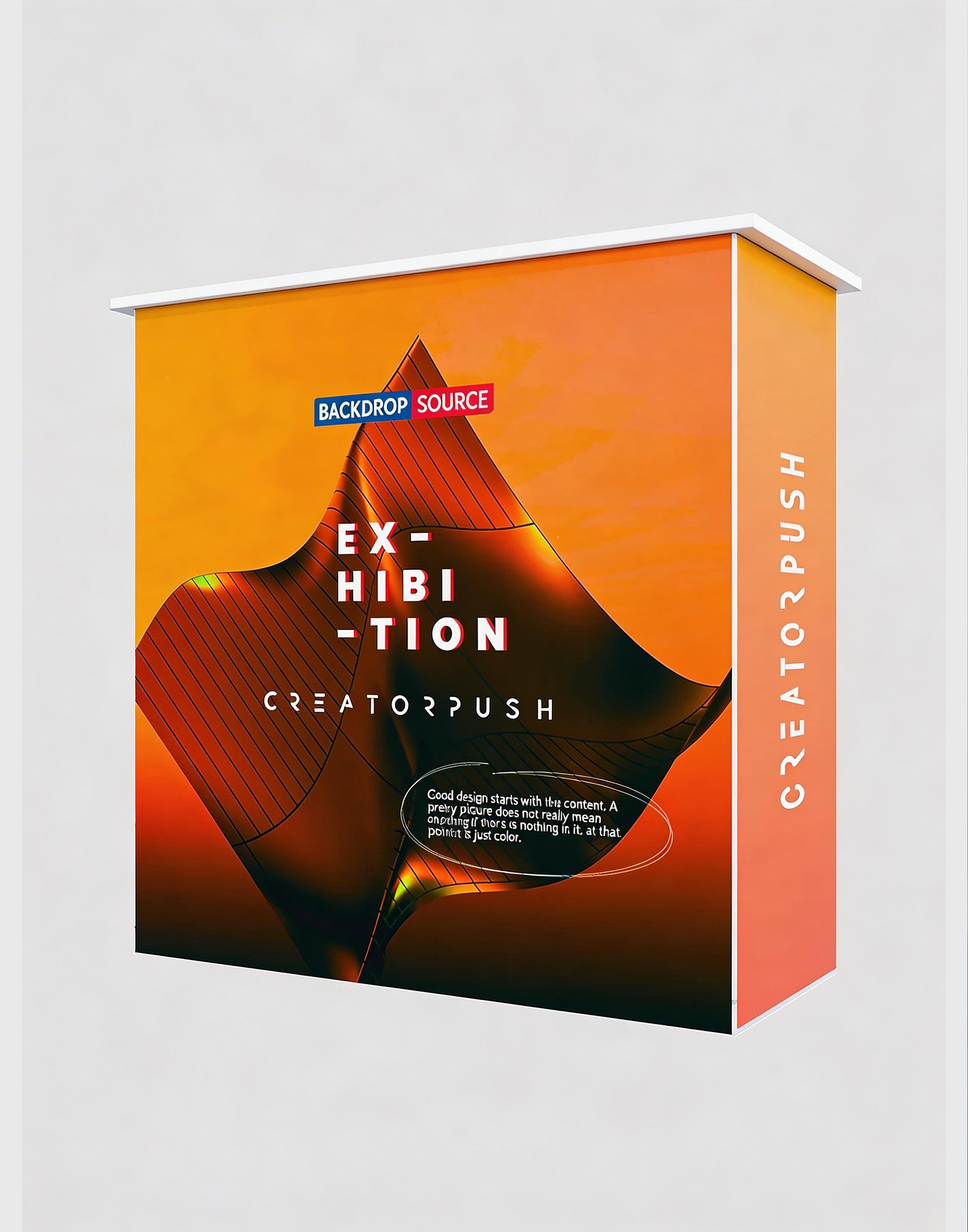 Banco espositivo pop-up in tessuto da tavolo (per esposizioni su podio e stand)