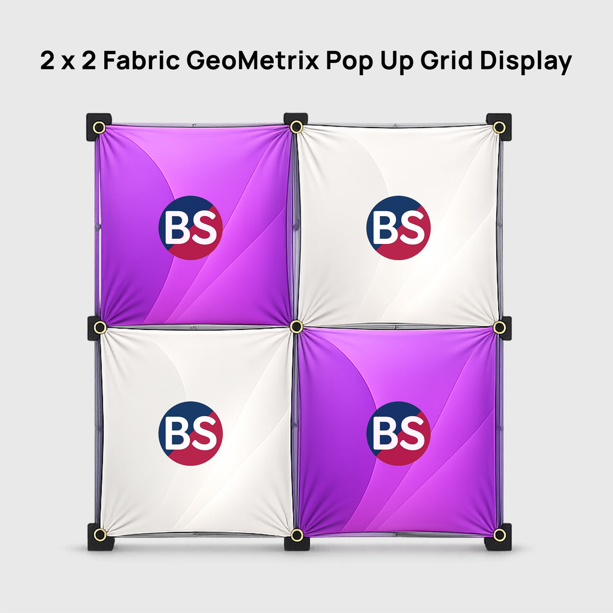 Espositore a griglia pop-up GeoMetrix in tessuto 2x2