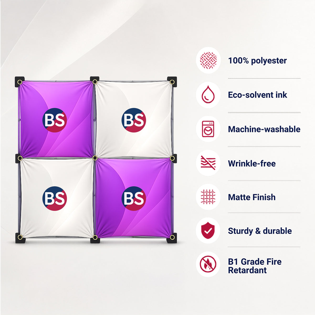 Espositore a griglia pop-up GeoMetrix in tessuto 2x2