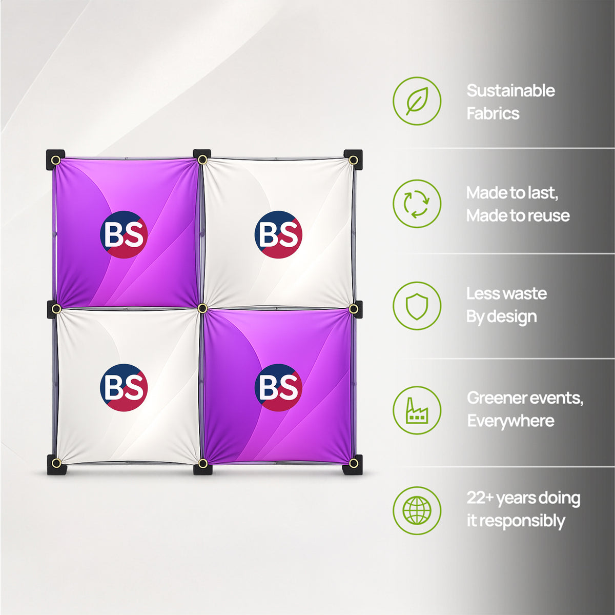 Espositore a griglia pop-up GeoMetrix in tessuto 2x2