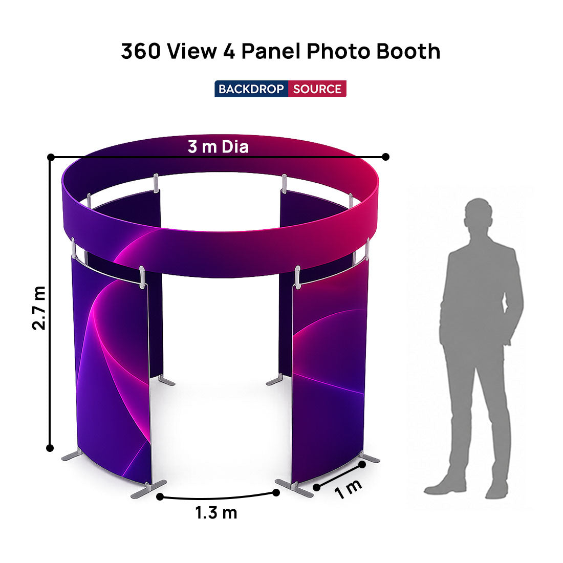 Cabina fotografica con vista a 360° e 4 pannelli