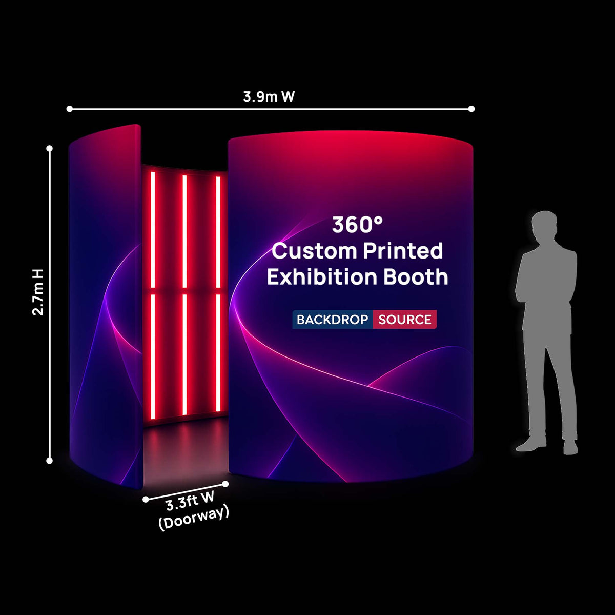Stand espositivo personalizzato stampato a 360° con luci LED
