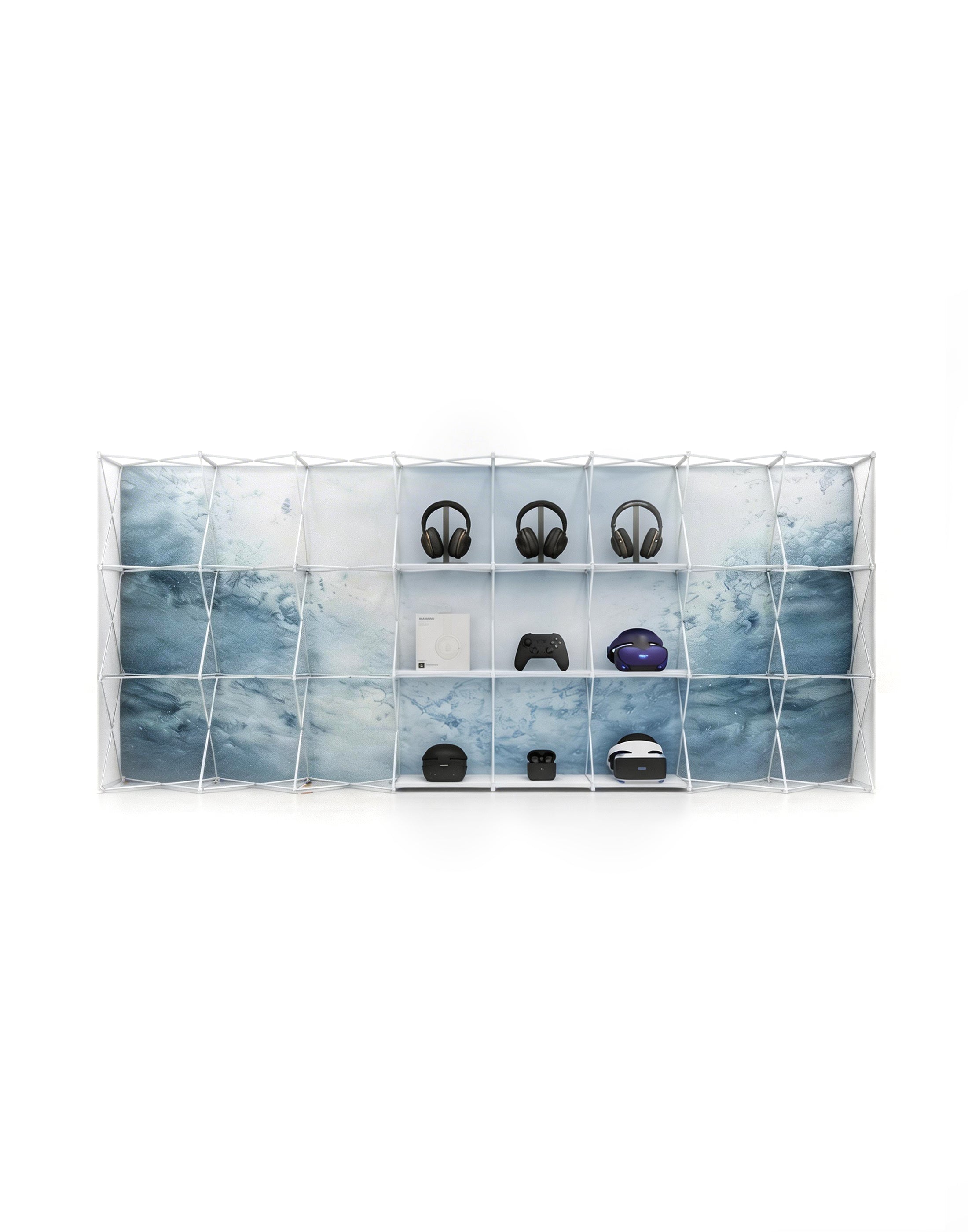 Portable Straight Pop-Up Wall with Shelves