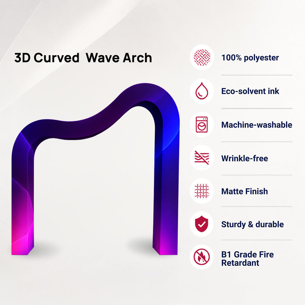 Sfondo curvo in tessuto 3D con arco a onda