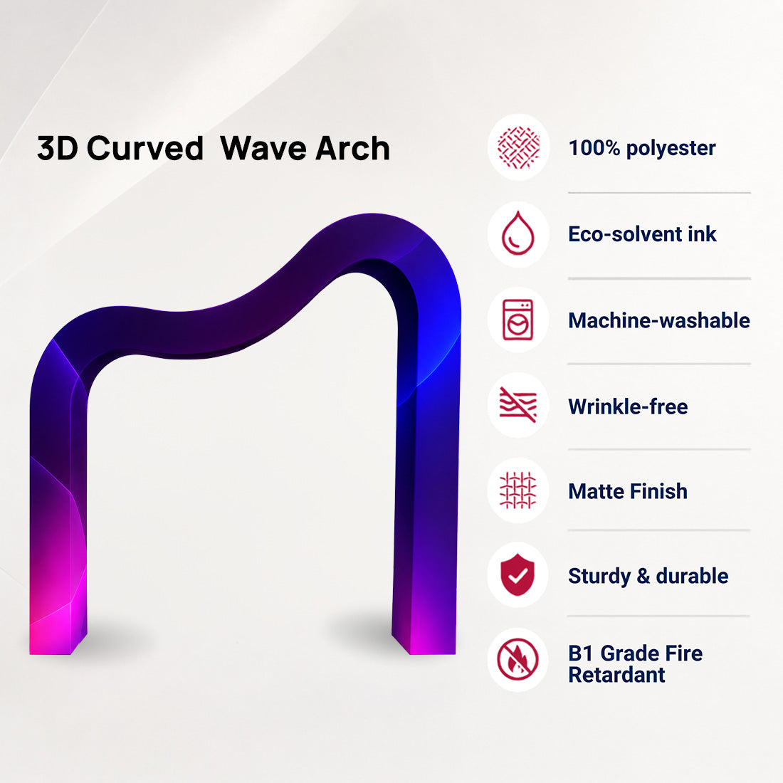 Sfondo curvo in tessuto 3D con arco a onda