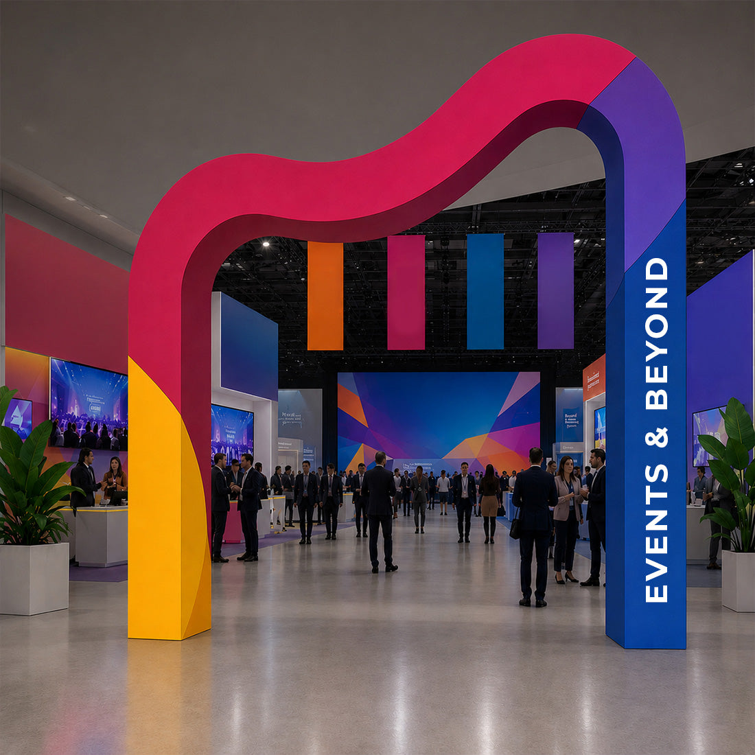 Sfondo curvo in tessuto 3D con arco a onda