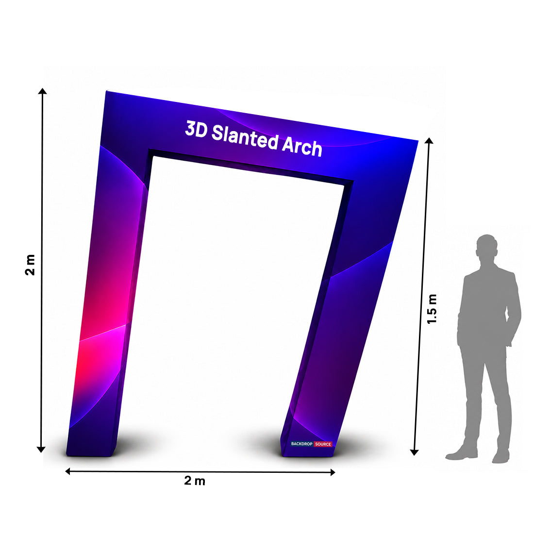 Parete espositiva ad arco inclinato in tessuto 3D