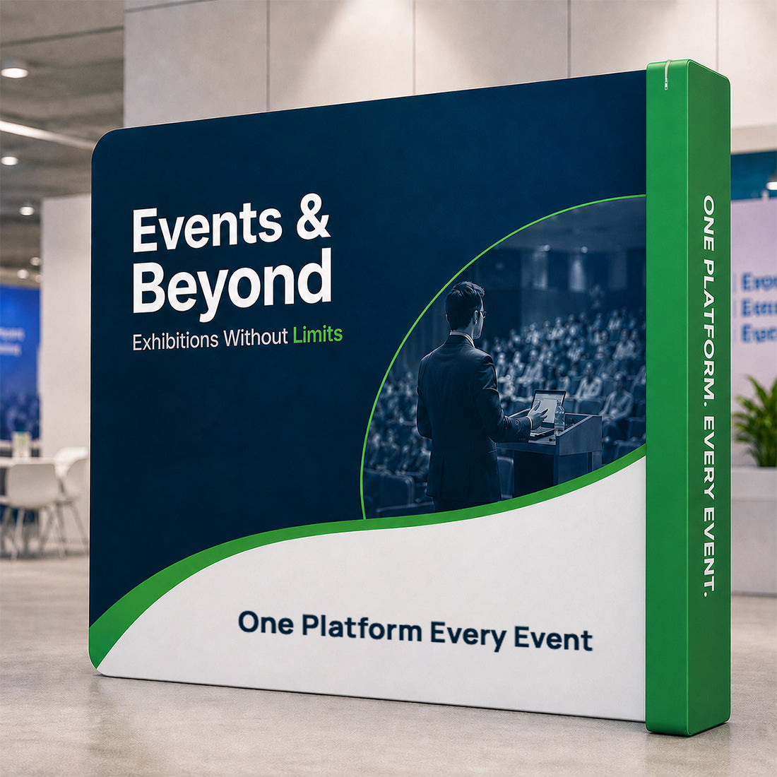 Espositore a fondale per fiere in tessuto L-Style 3D