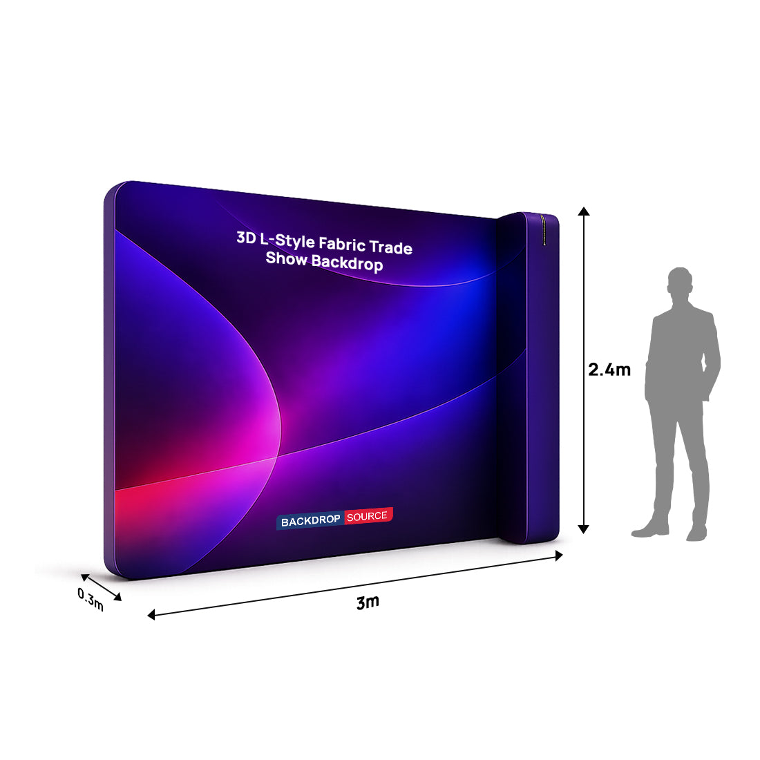 Espositore a fondale per fiere in tessuto L-Style 3D