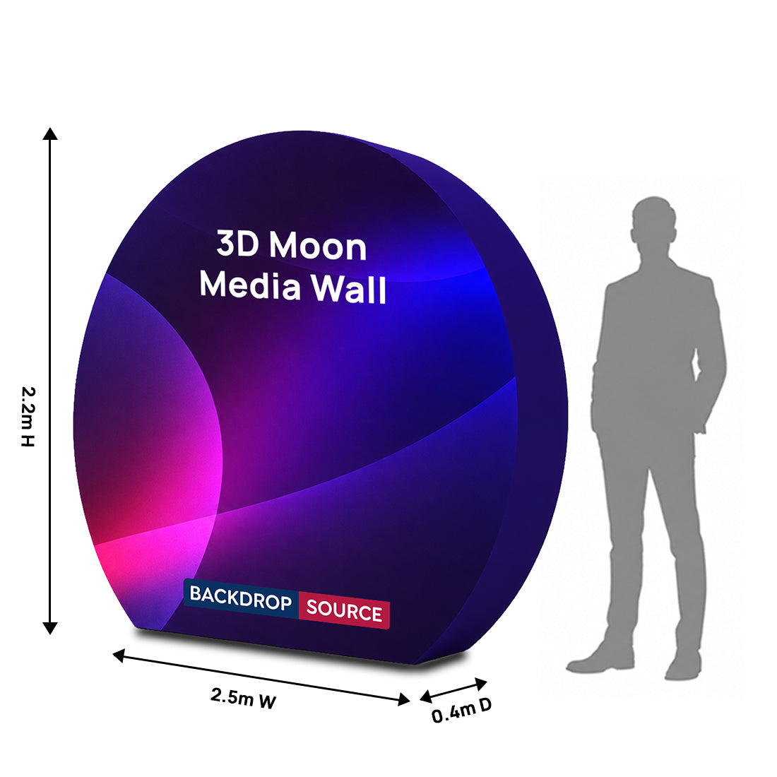 Espositore a tensione 3D a forma di luna in tessuto