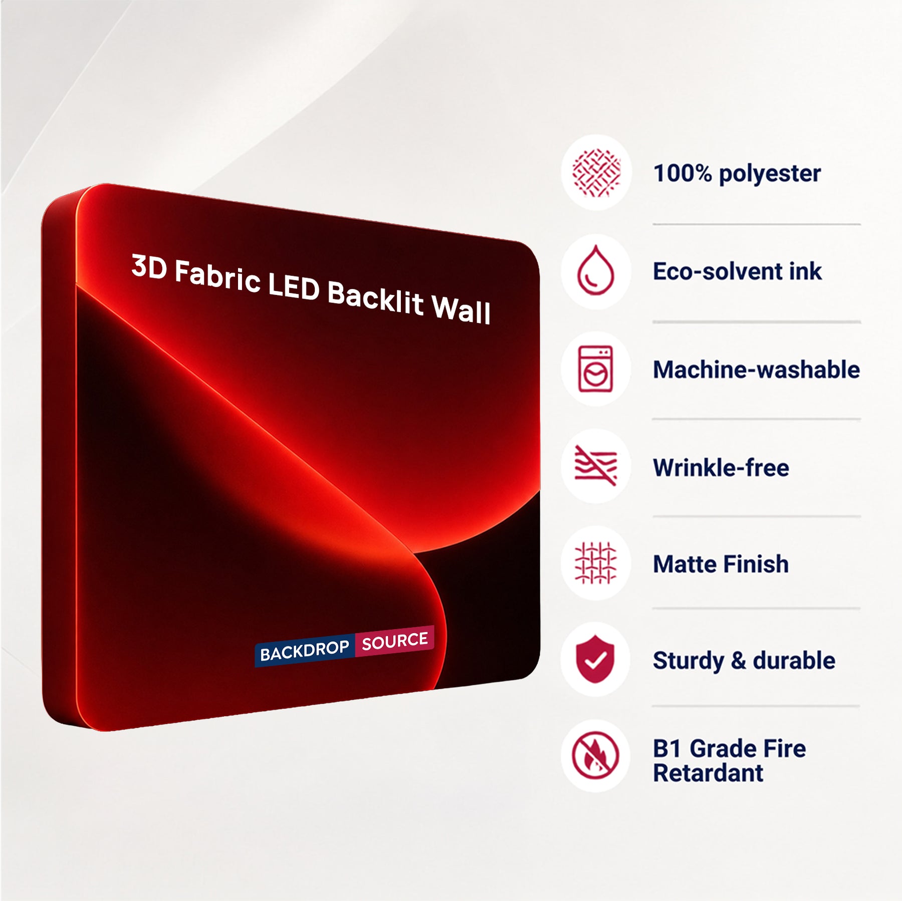 Parete in Tessuto Tensionato 3D con Illuminazione a LED