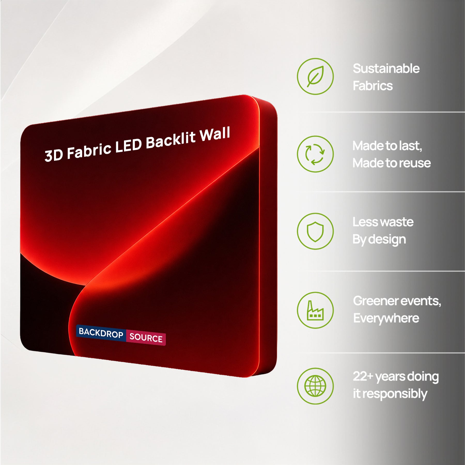 Parete in Tessuto Tensionato 3D con Illuminazione a LED