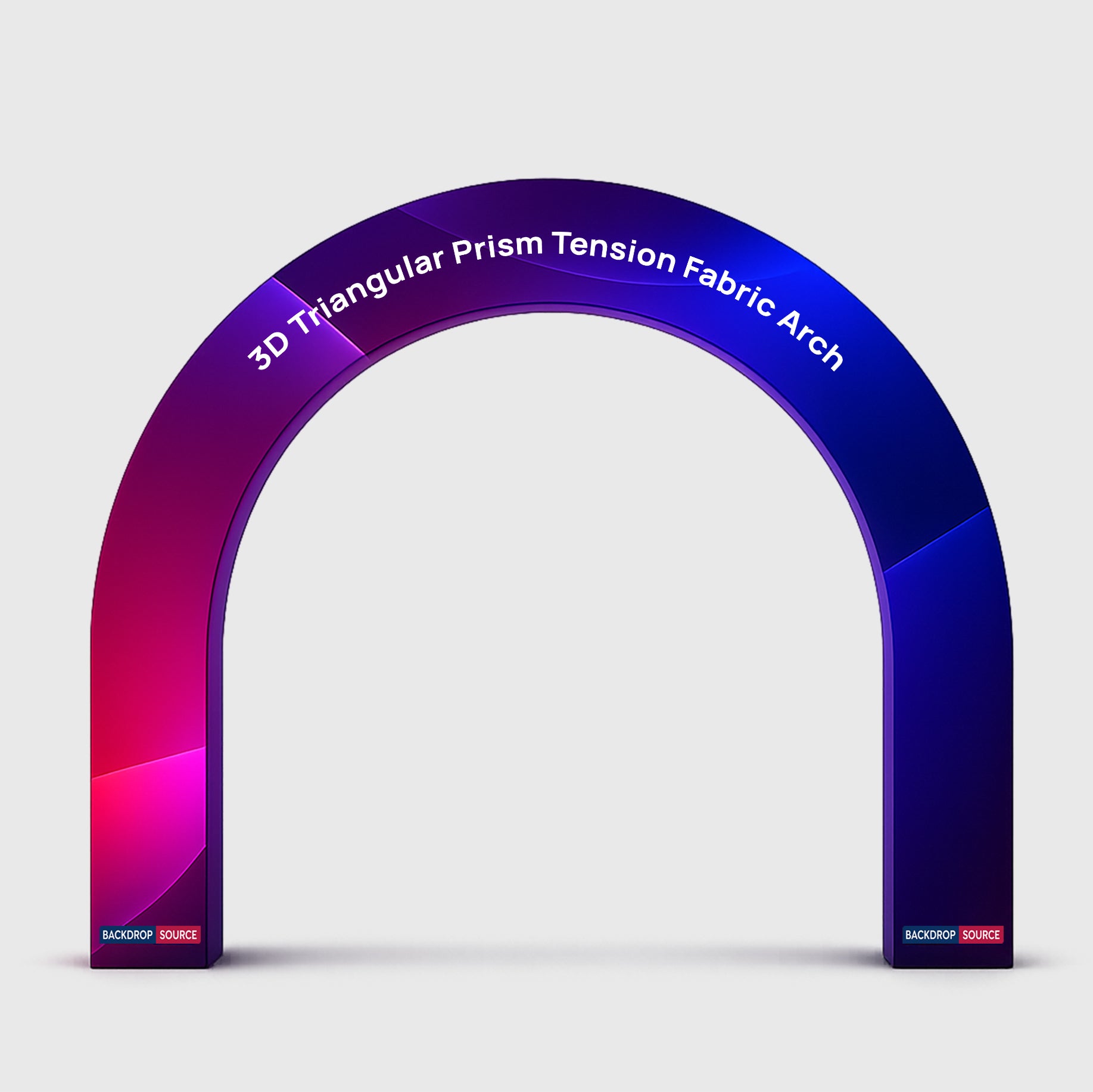 Arco espositivo in tessuto teso di forma quadrata