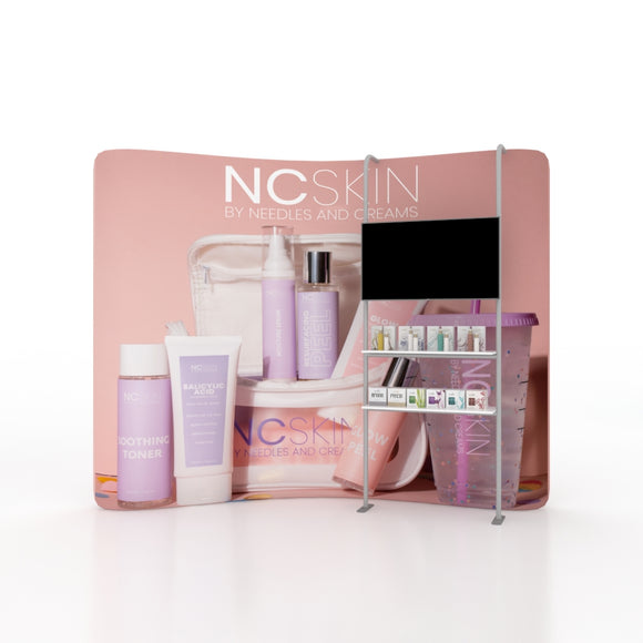 Parete multimediale con fondale in tessuto teso dritto