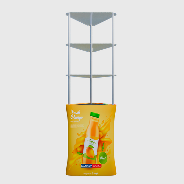 Triangular Fabric Display Counter with Acrylic Triple Shelves