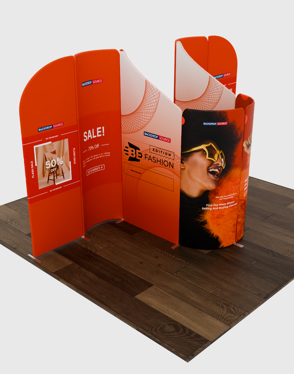 Espositore da stand in tessuto magnetico - Modello 1 (4m x 3m)