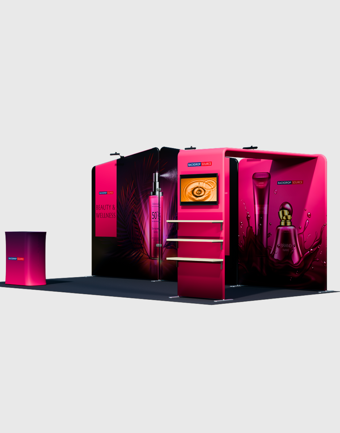 Kit espositivo con fondale dritto 20x10 con arco