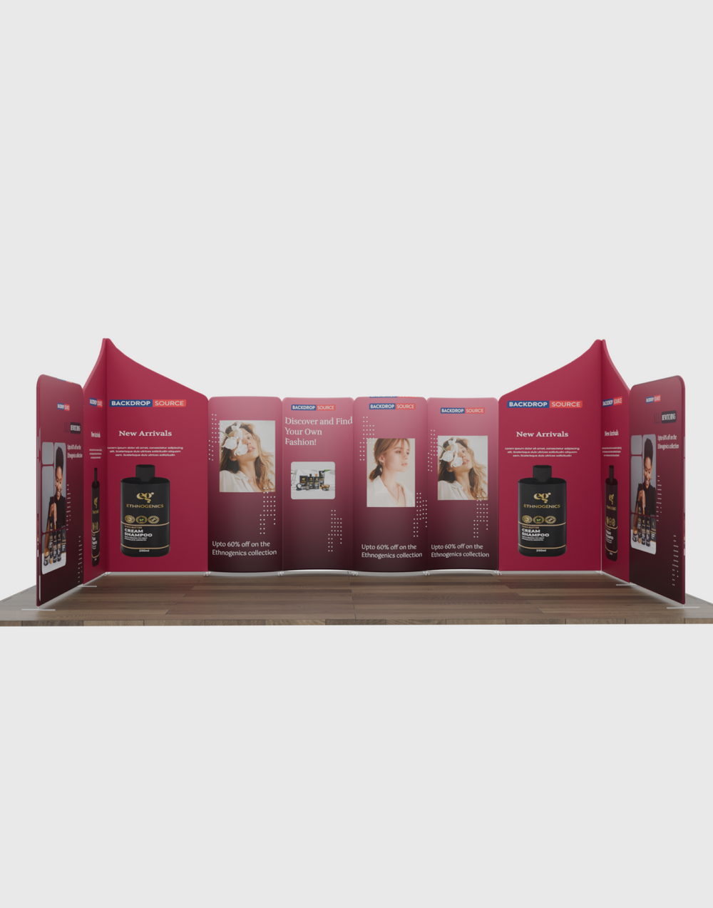 Espositore per stand in tessuto magnetico - Modello 2 (6m x 6m)