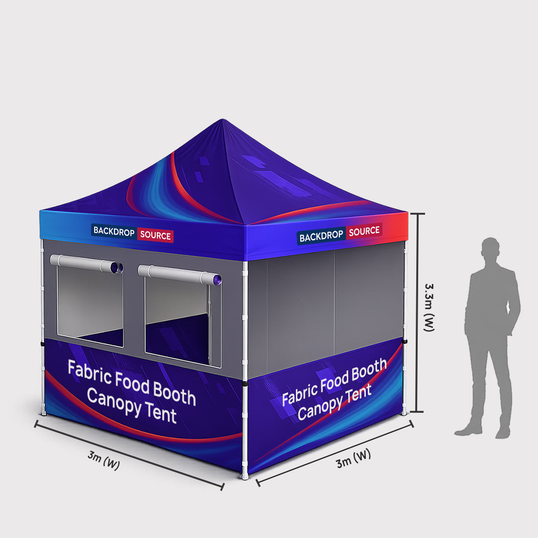Tenda gazebo in tessuto 3m x 3m per stand gastronomico