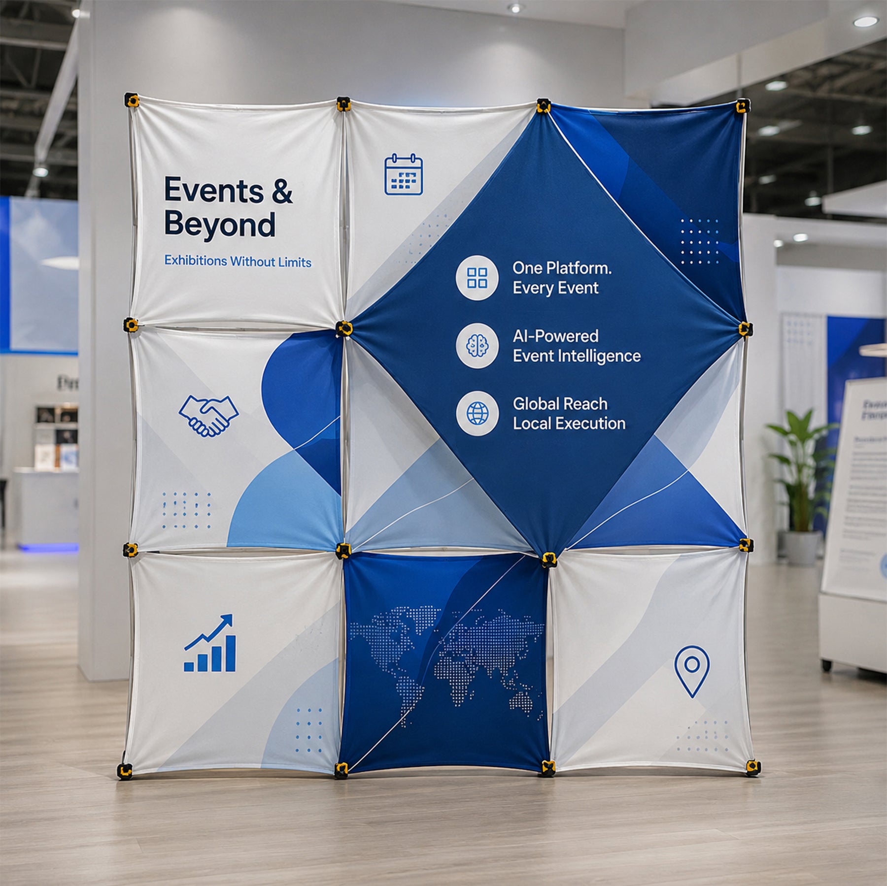 3 x 3 Fabric GeoMetrix Pop Up Grid Display