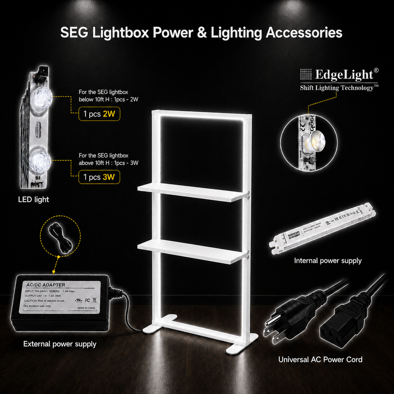 Cassone luminoso a LED SEG con mensole